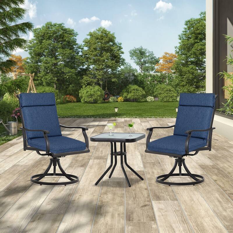 Aoodor Outdoor High Back Dining Chair Cushion Set, 44"x21"x3.2", Set of 2 - 44"x21"x3.2"