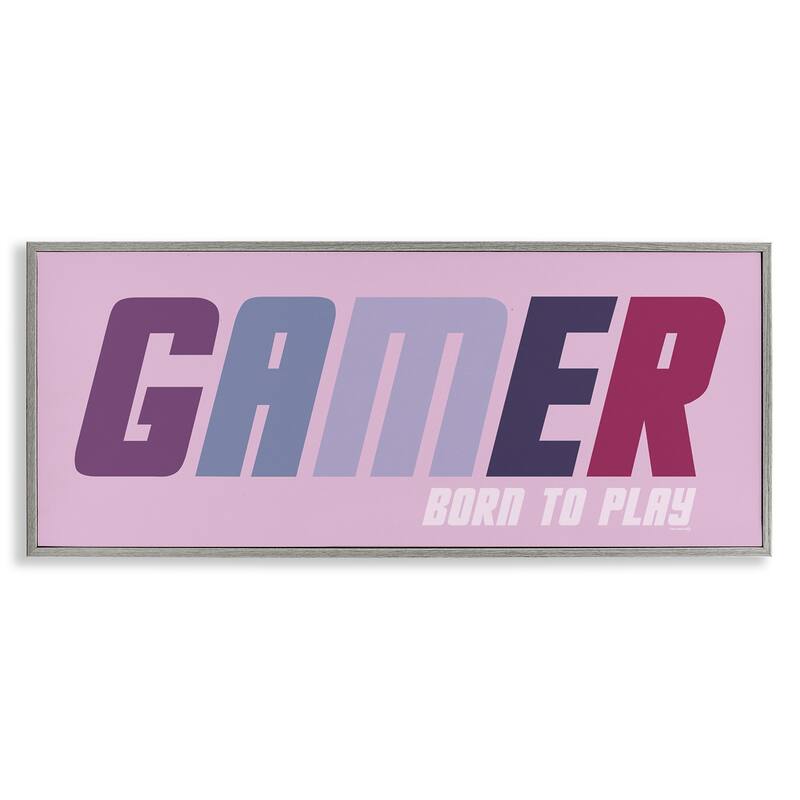 Stupell Gamer Born To Play Framed Giclee Art Design By Yass Naffas Designs - 30 x 13 - Grey