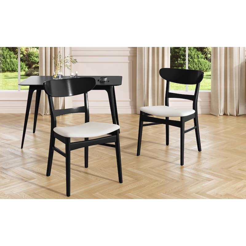 Stylish Set of Two Mid-Century Dining Chairs with Upholstery and Sturdy Legs