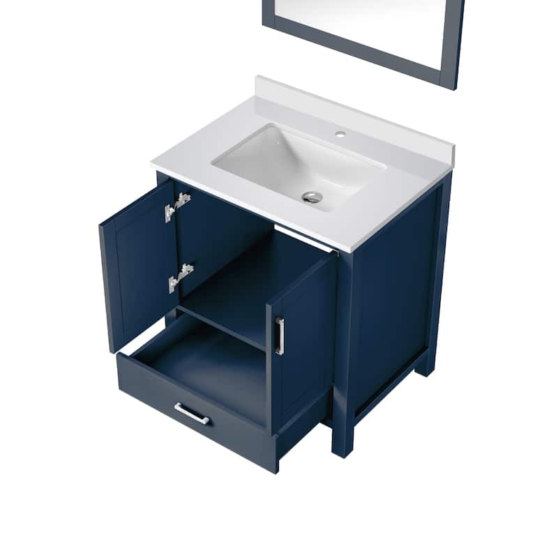 Jacques 30 in. W x 22 in. D White Bath Vanity, Cultured Marble Top, and 28 in. Mirror