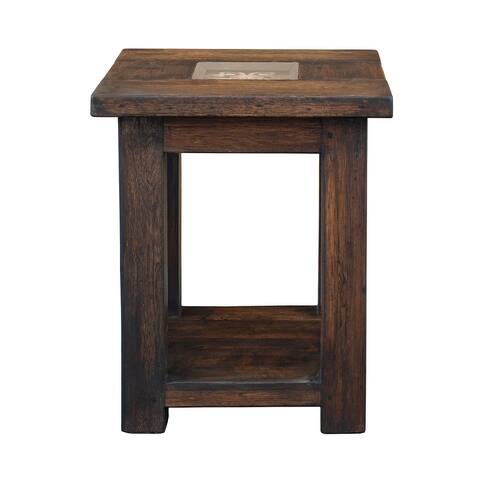 Reclaimed Wood Forged Iron End Table with Tier