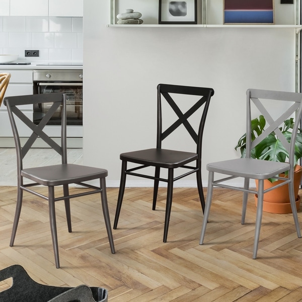 Furniture of America Pia Modern Black Metal Side Chairs (Set of 2). Opens flyout.