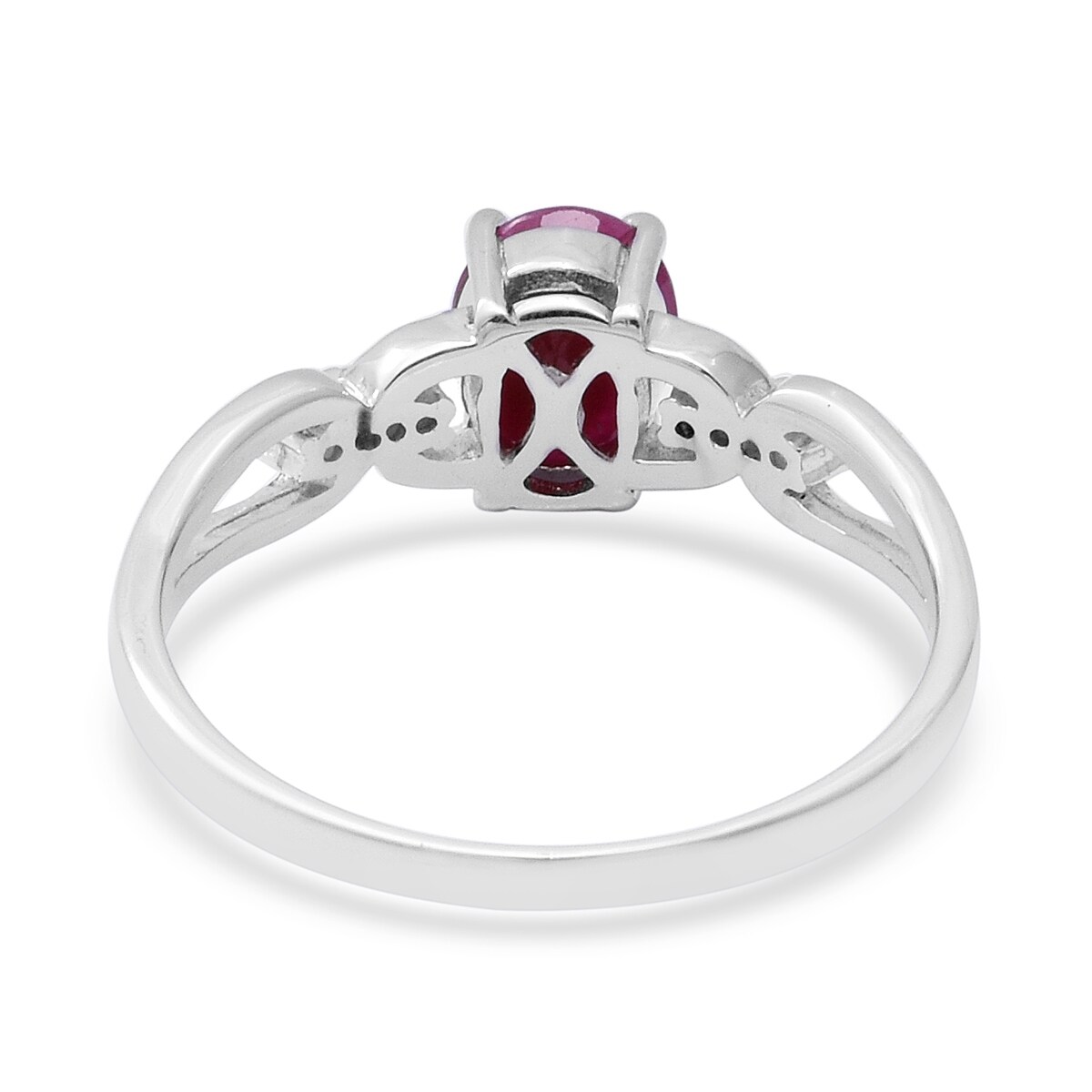 NATURAL AFRICAN RED RUBY & GENUINE DIAMOND .925 STERLING  SILVER RING 3/4 ct