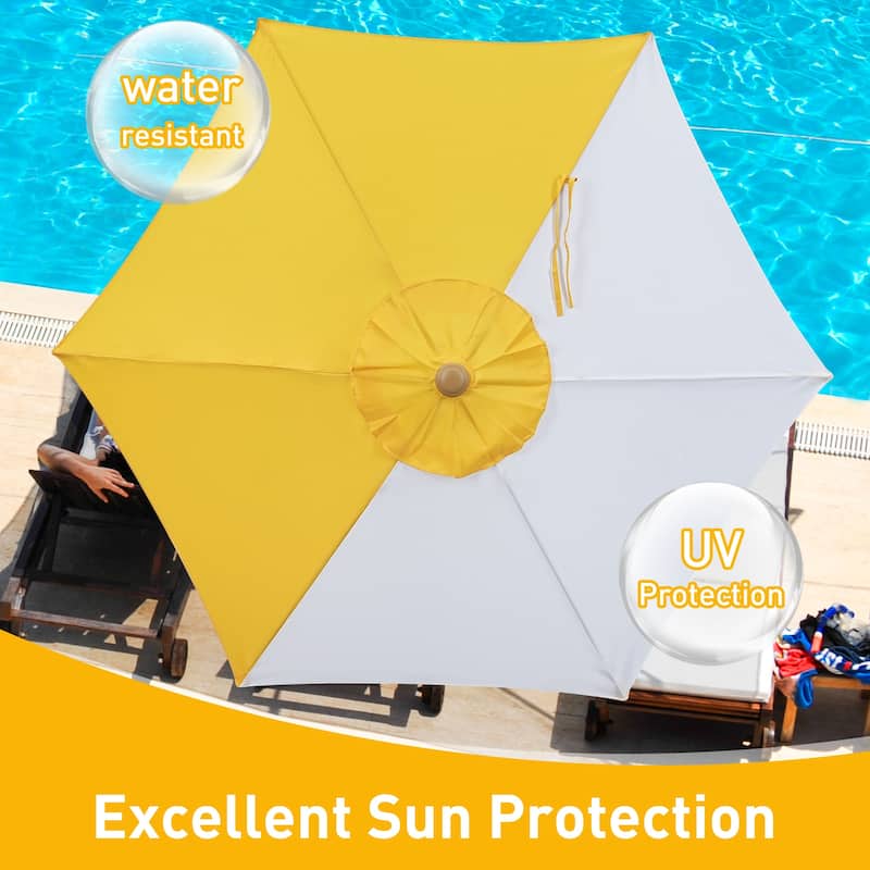 Autlaycil 7.5FT Solar Patio Umbrella with Base and Tilt,Crank