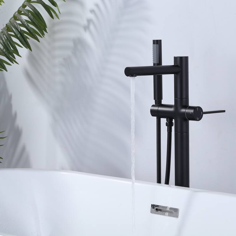 WOWOW Freestanding Bathtub Faucet with Handheld Shower in Modern