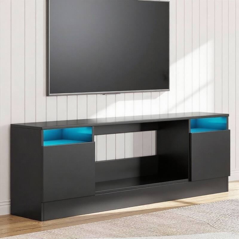 70" TV Stand, with Storage Cabinet, up to 75" - Black