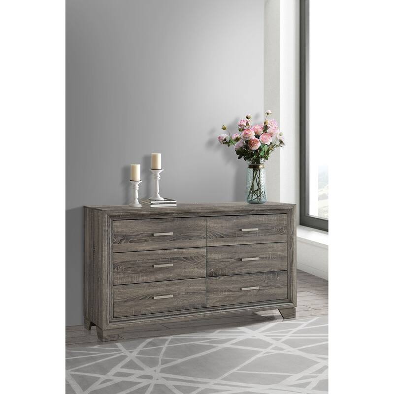 Wright 6-drawer Dresser and Mirror Brown Oak