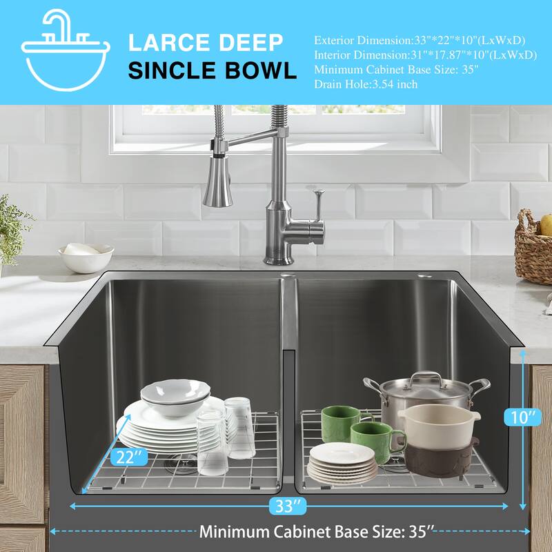 30 in. Drop-In/Undermount Single Bowl 16 Gauge Brushed 304 Stainless Steel Kitchen Sink with Accessories