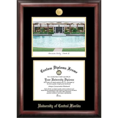 University of Central Florida 11w x 8.5h Gold Embossed Diploma Frame with Campus Images Lithograph