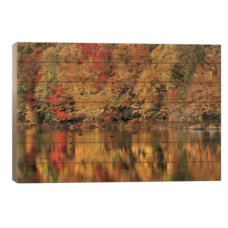 USA, New Hampshire, White Mountains, Reflections on Russell Pond Print On Wood by Ann Collins - Multi-Color - 26x40x1.5