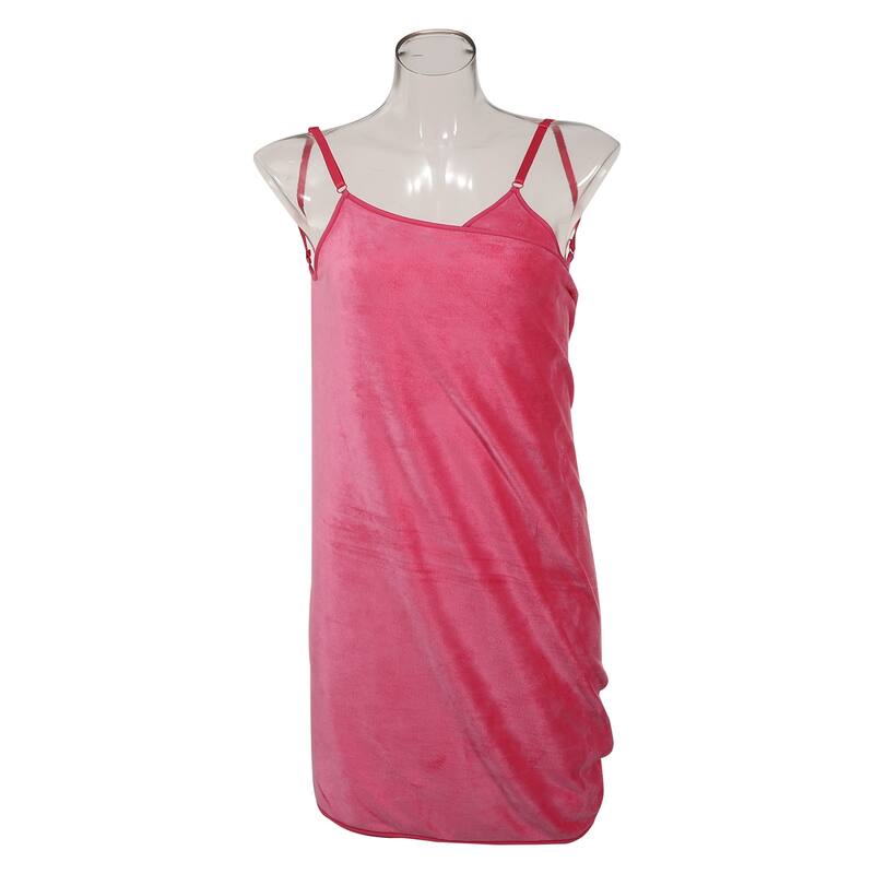 Bath Wrap Towel for Women Towel Robe Adjustable Shoulder Strap Bath Wrap - Rose Red