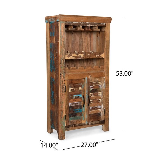 Laverock Boho Handcrafted Wooden Bar Cabinet by Christopher Knight