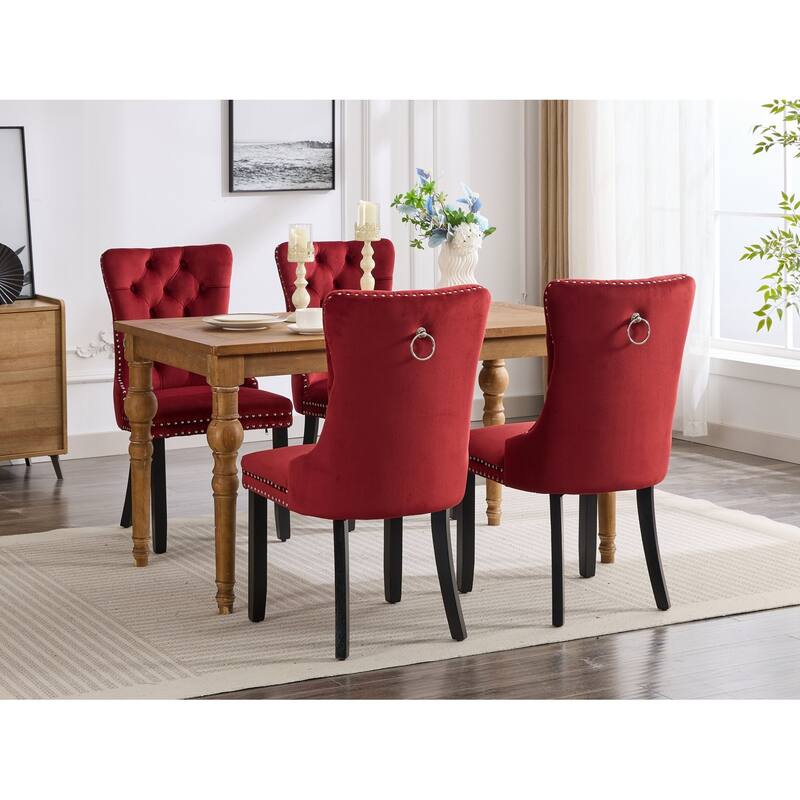 Tufted Solid Wood Velvet Upholstered Dining Chair