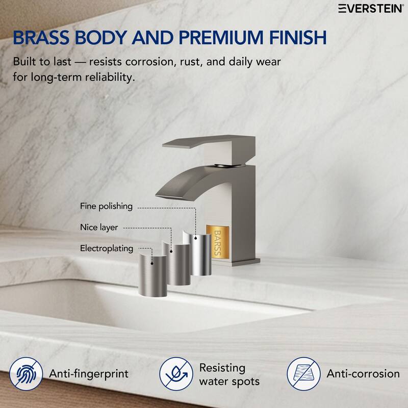 Single Handle Single Hole Waterfall Bathroom Faucet with Pop‑Up Drain