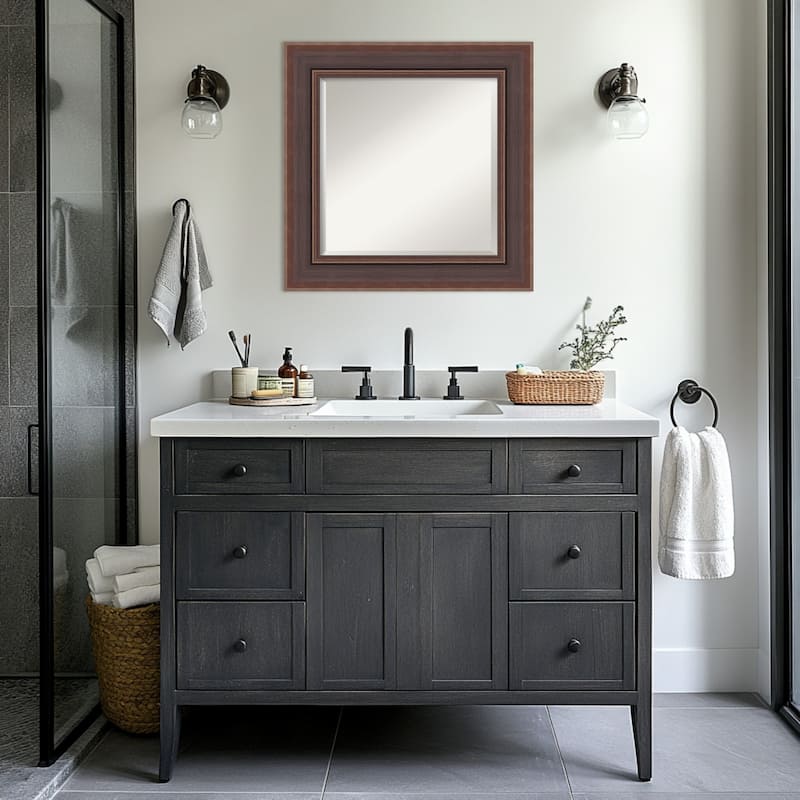 Moab Brown Bronze Beveled Framed Bathroom Vanity Wall Mirror - Moab Brown Bronze