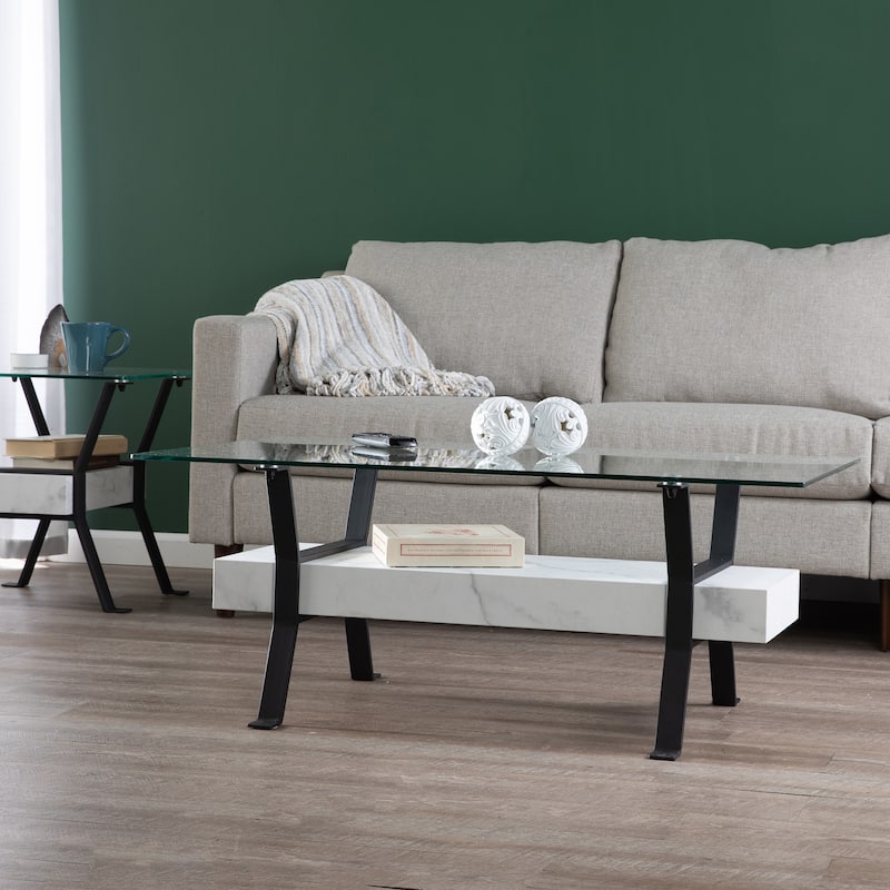 SEI Furniture Darvette Glass-Top Coffee Table