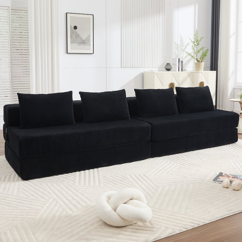 Rossetta Contemporary Square Space-Adaptive Foldable Design Corduroy Lasting Comfort Sofa, Easy to Assembly and Store