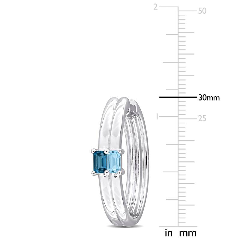 Miadora 1 5/8ct TGW London and Sky Blue Topaz Hoop Earrings Sterling Silver