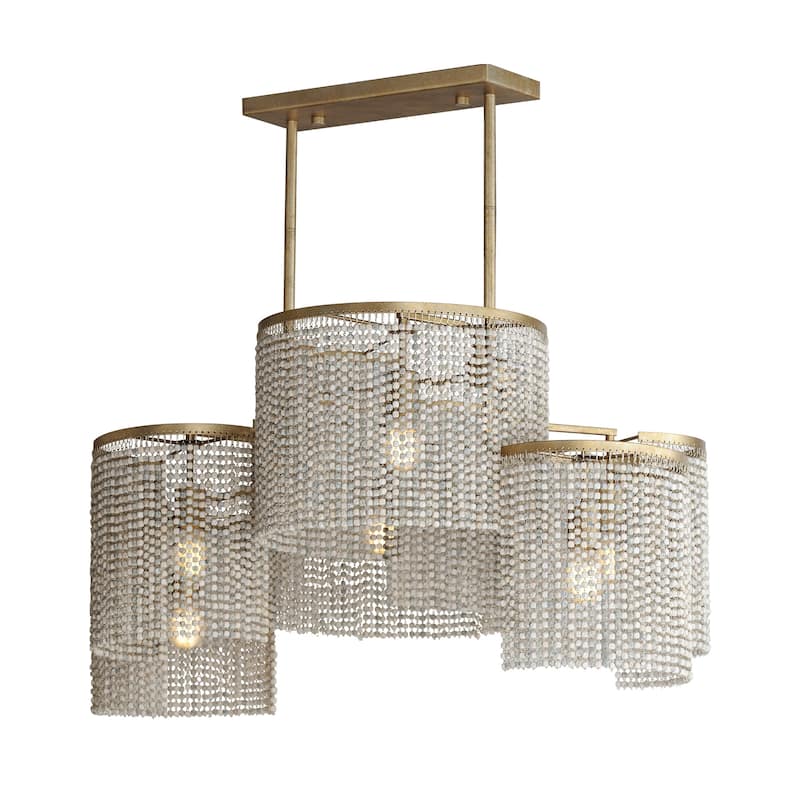 Maxim 22466WWD Fontaine 6 Light 27" Wide Beaded Linear Chandelier - Golden Silver