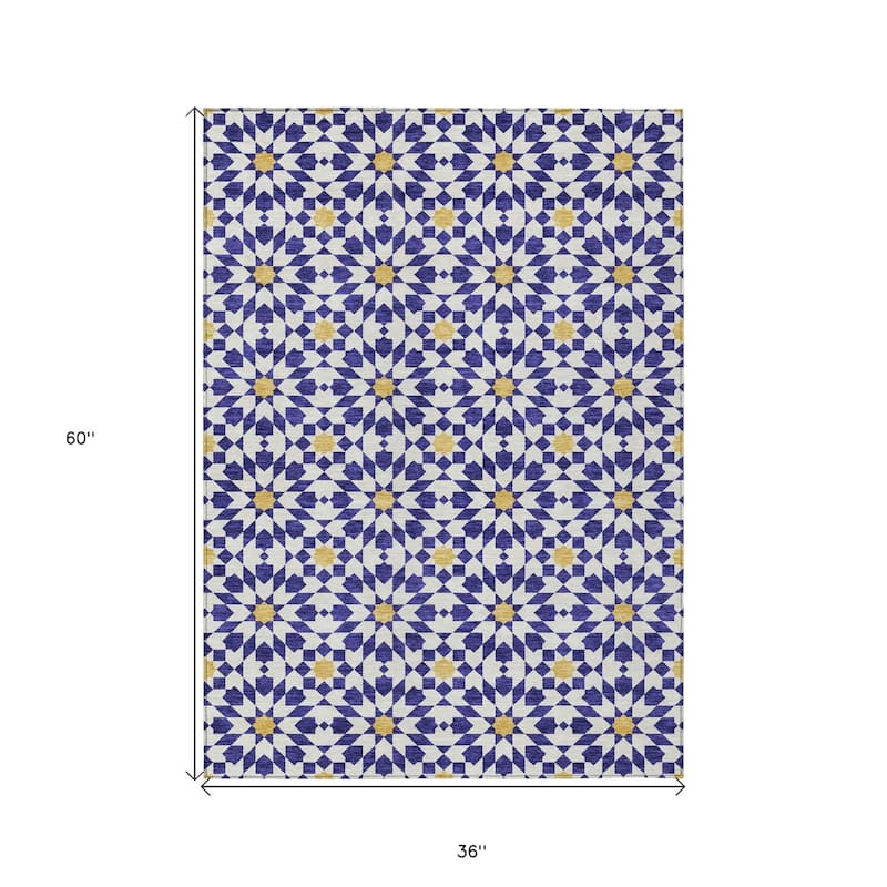 HomeRoots Floral Medallion Transitional Rectangle Outdoor Rug