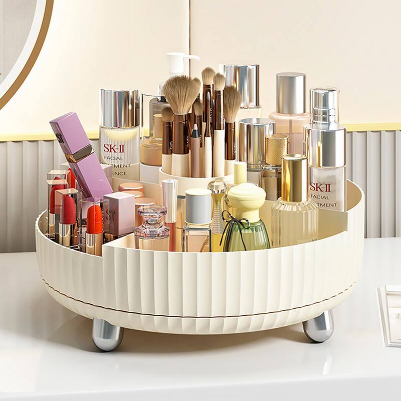 Rotating Makeup Organizer, Cosmetic Storage Display Case - Round