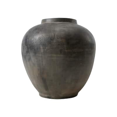 Artissance Earthy Gray Large Pottery Apple-Shaped Pot, 12.6 Inch Tall