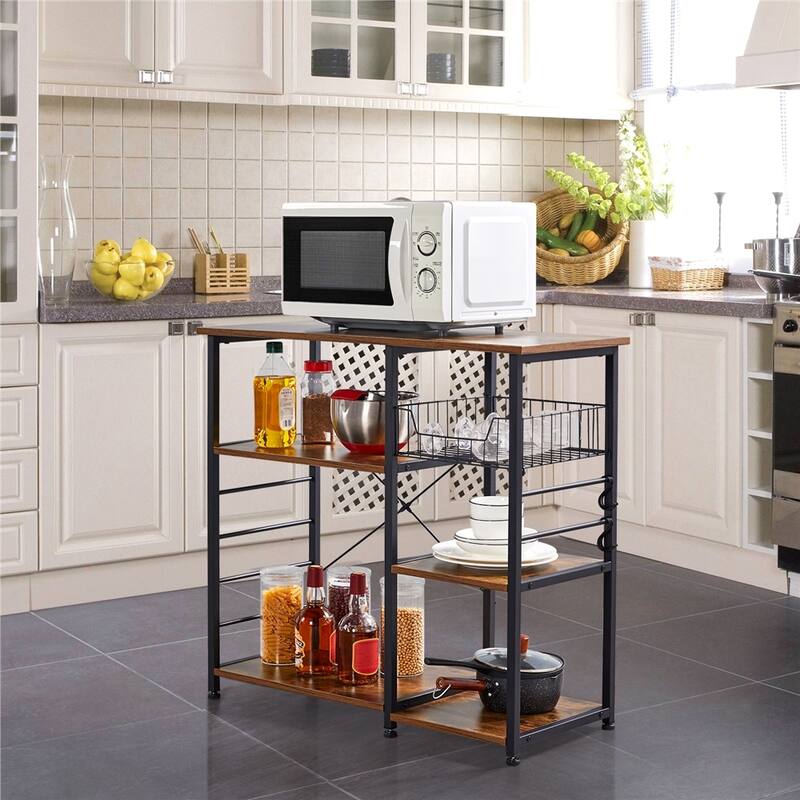 Yaheetech Metal Frame Baker's Rack Kitchen Island Storage Shelf - Rustic Brown