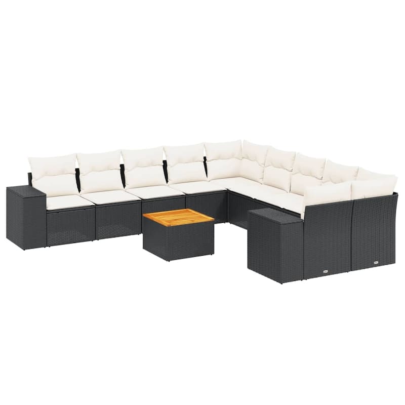 vidaXL Patio Sofa Set with Cushions Outdoor Furniture 11 Piece Poly Rattan