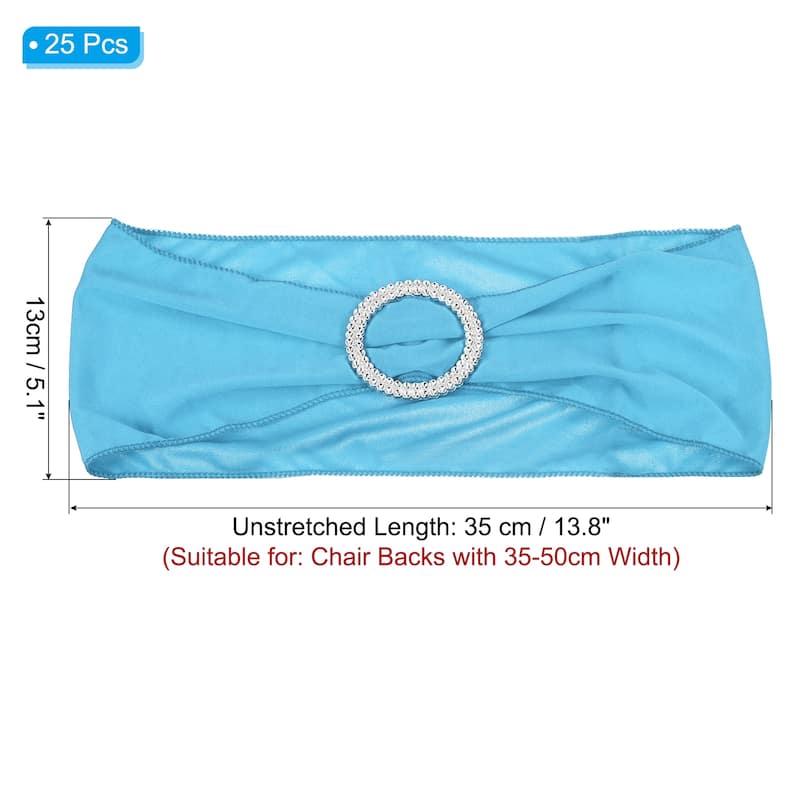 14"x5" Stretch Chair Sashes Bows Chair Bands Sash with Buckle - Light Blue - 25 Pcs