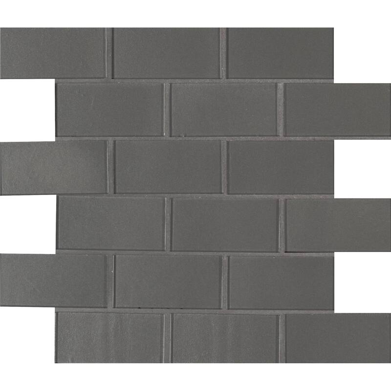 Ackland AKM-G-2X4SW-CA 12" x 12" Glass Brick Wall Mosaic Tile - Glossy - Platinum Gray