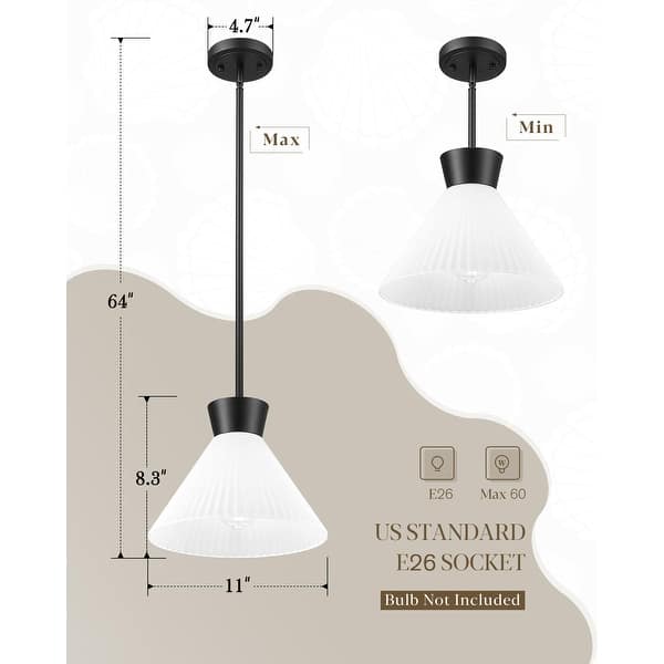 dimension image slide 0 of 2, 11 Inch 1-Light Kitchen Island Pendant Light