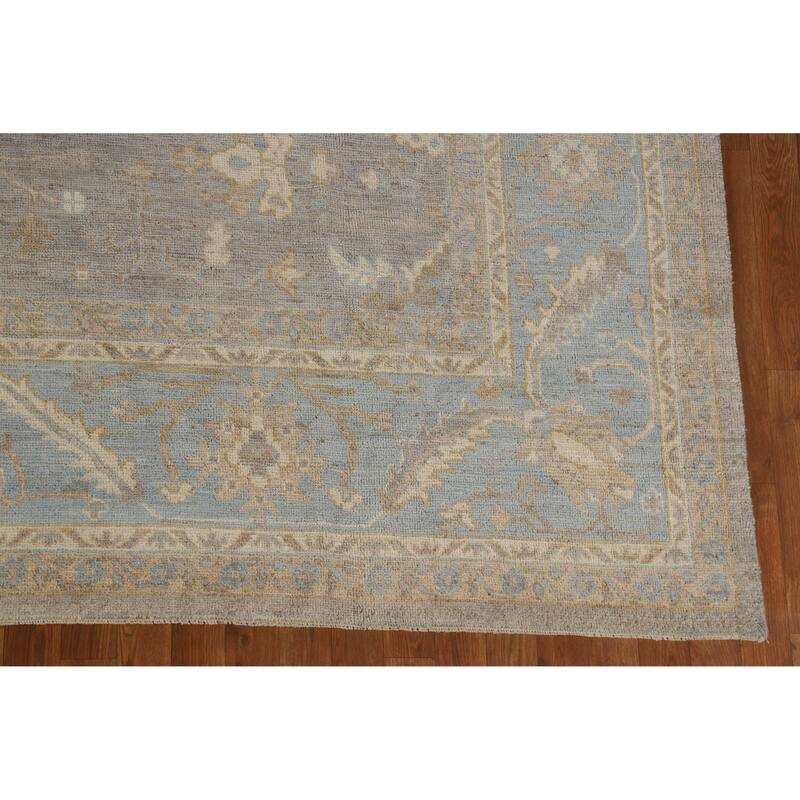 Hand Knotted Oriental 100% Wool Carpet Transitional All-Over Greys & Charcoal Oushak Area Rug - 12' 2'' X 8' 10''