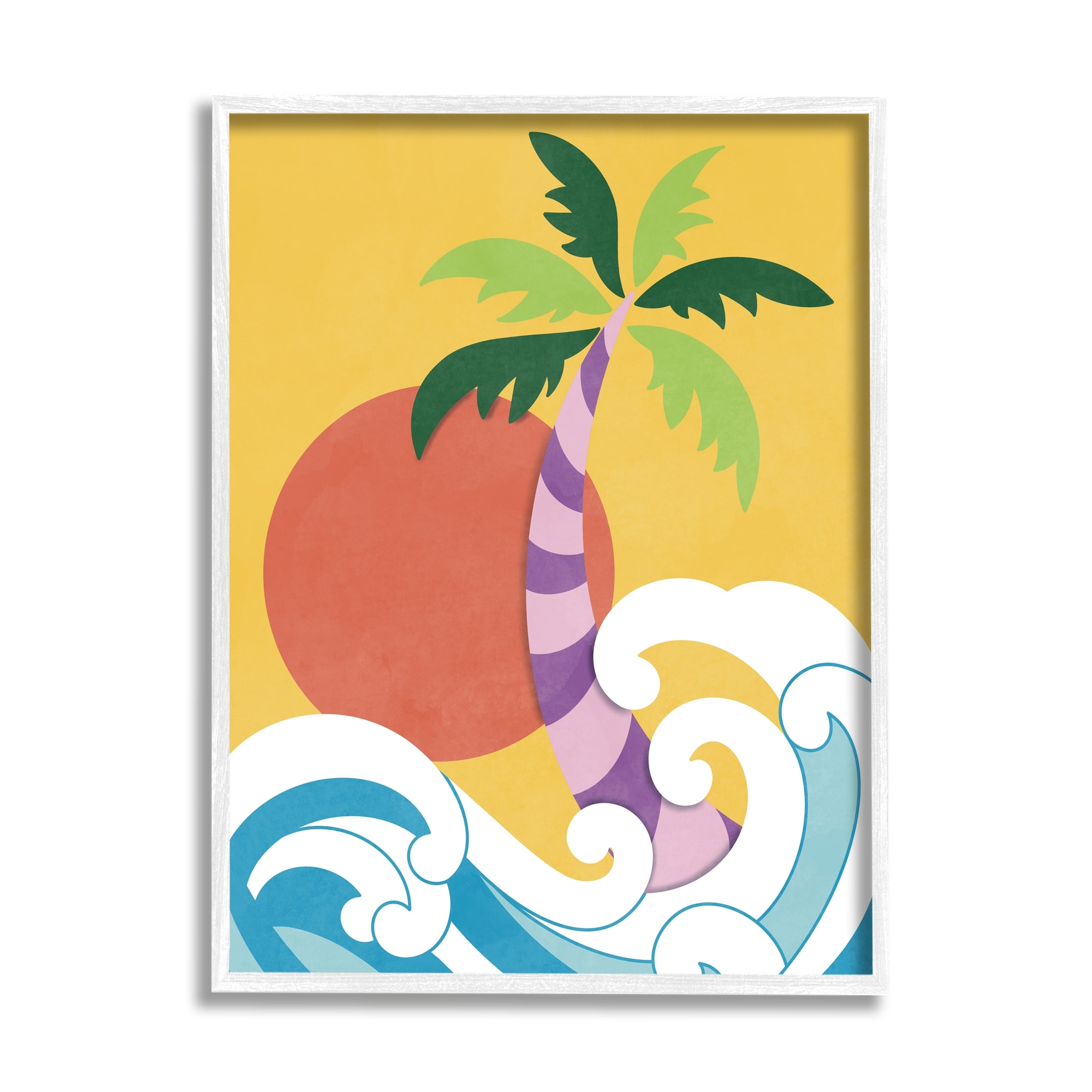 Stupell Modern Tropical Waves Framed Giclee Art Design by Marcus Prime