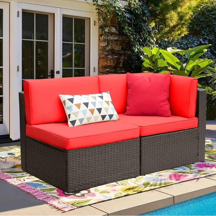 Furniwell 2-piece Outdoor Sectional Sofa Patio Conversation Set for Small Area