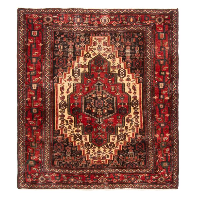 ECARPETGALLERY Hand-knotted Kayseri Vintage Dark Red Wool Rug - 3'10 x 4'2