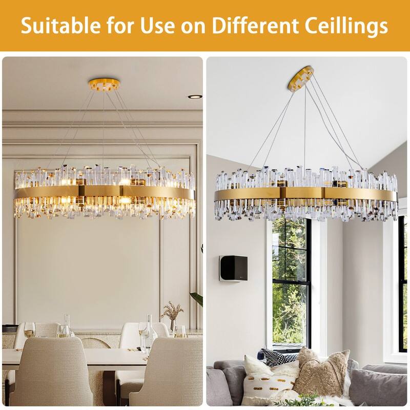 KAYLA 16-Light Gold Crystal Chandelier, Modern K9 Crystal