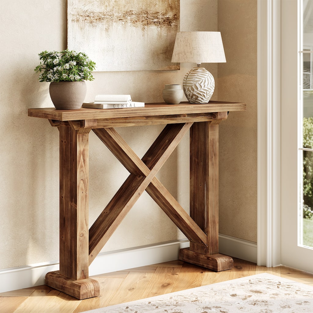 41.3 Inch Farmhouse Solid Wood Console Table for Entryway