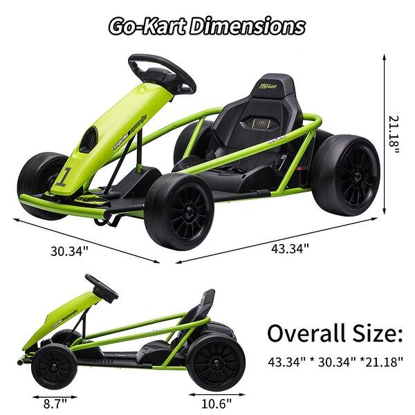 dimension image slide 2 of 3, 24V Kids Ride on Go Kart