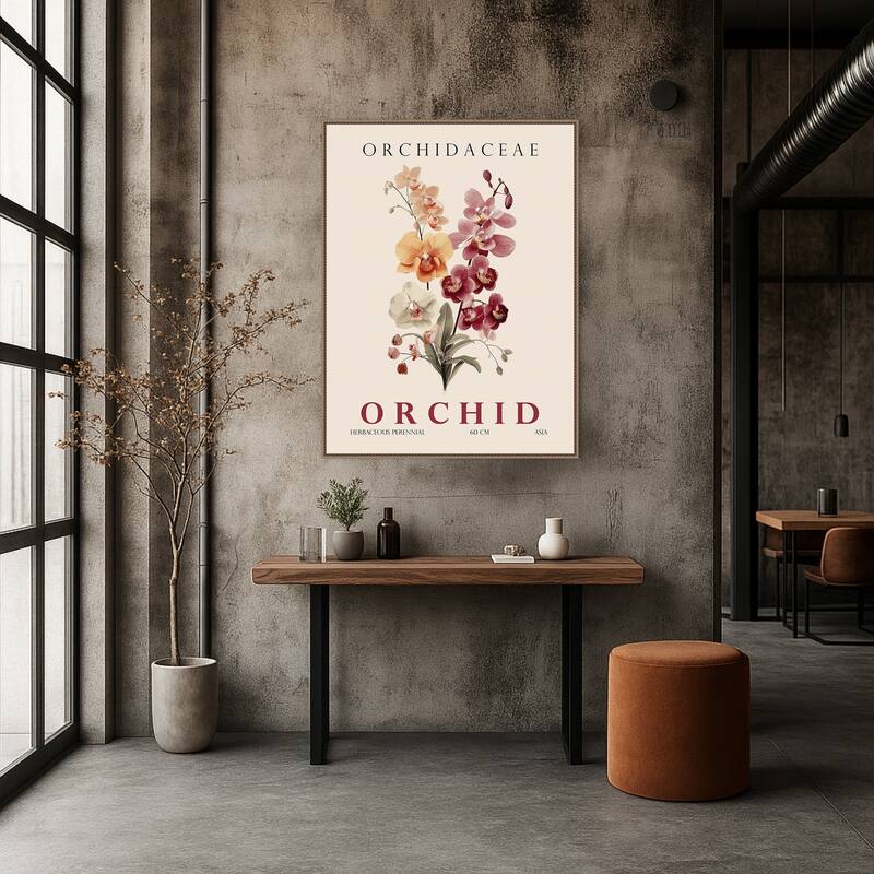 Vintage Botanical Orchid Illustration by Christopher Giampietro Framed Canvas Wall Art Print