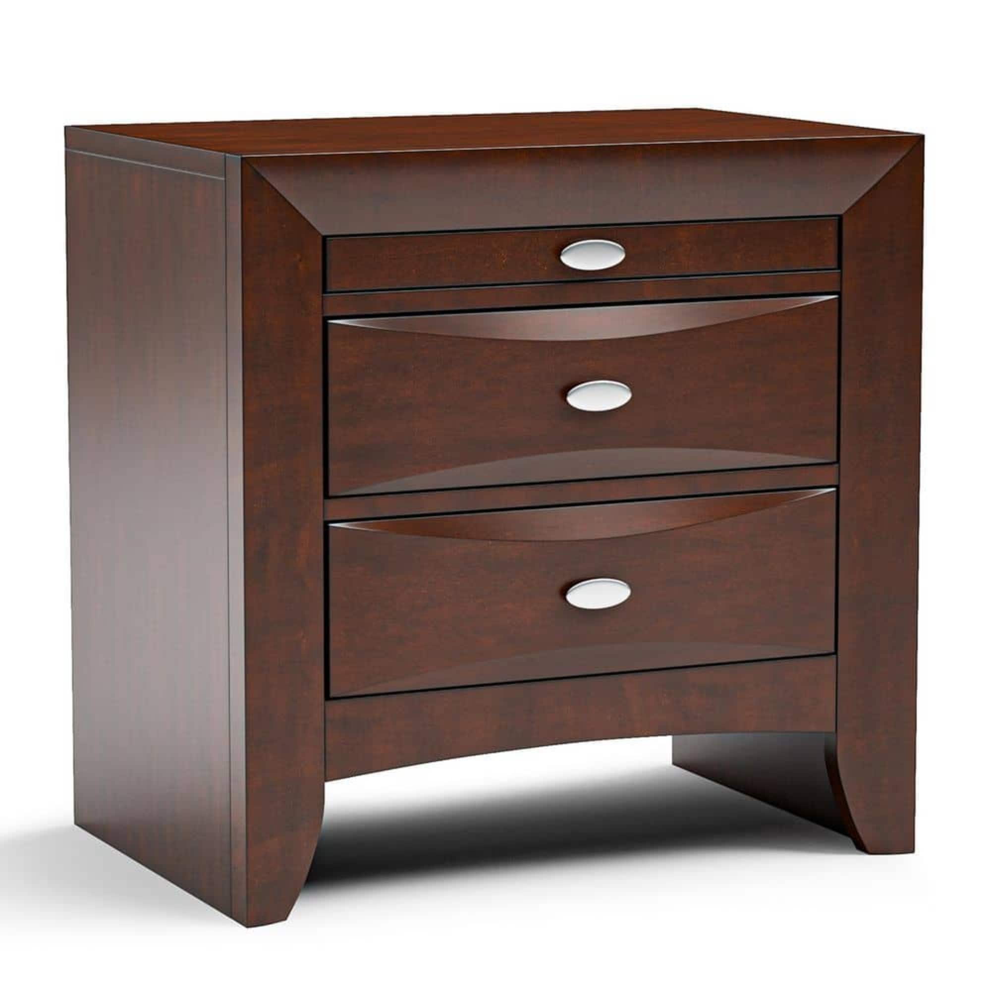 Simple Contemporary Solid Wood Nightstand with 2 Drawers and Tray