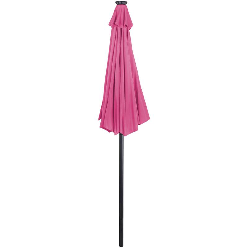 9ft Solar Lighted Outdoor Patio Market Umbrella with Hand Crank and Tilt