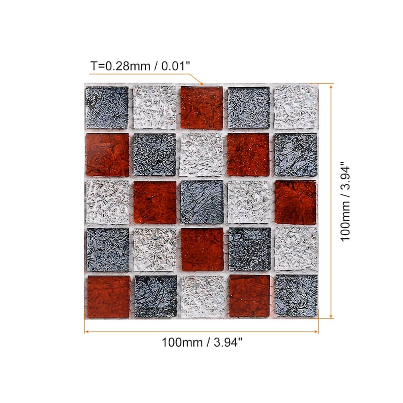 25Pcs Peel and Stick Tiles Backsplash, 4"x4" Mosaic Tile Stickers, Red Blue - Red+Blue - Red+Blue