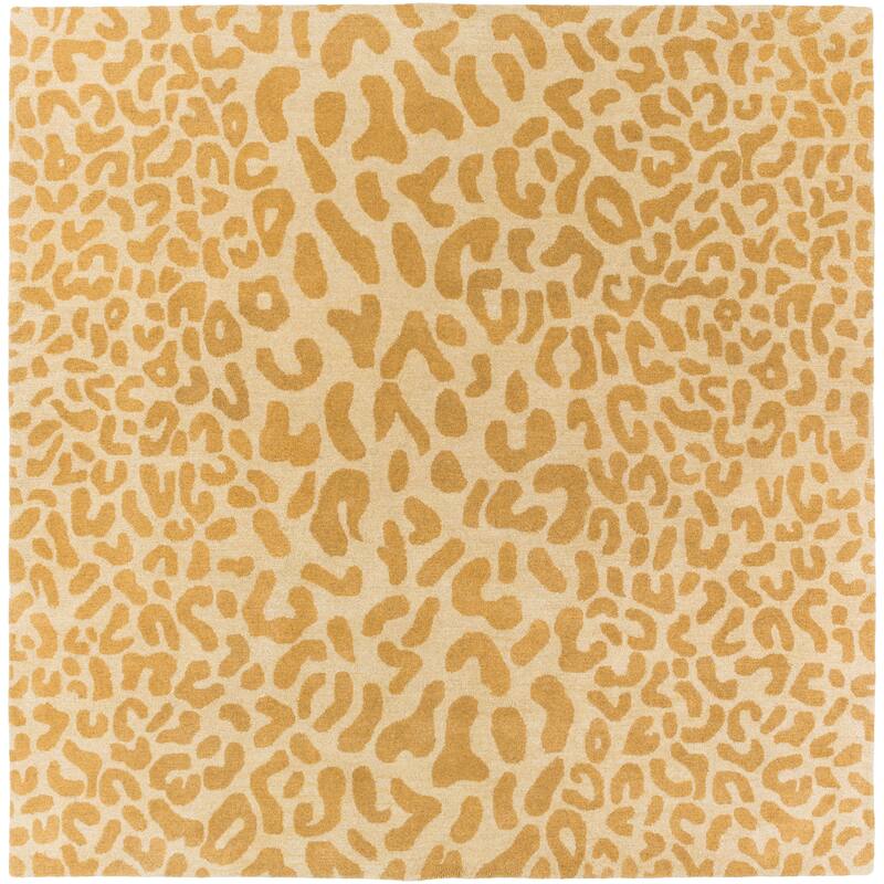 Hand-tufted Jungle Animal Print Square Wool Area Rug