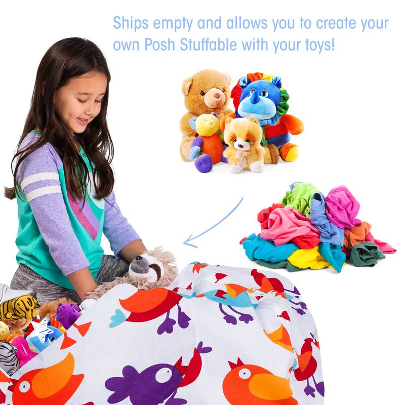 Kids Bean Bag Chair Cover Stuffed Animal Storage or Toy Organizer