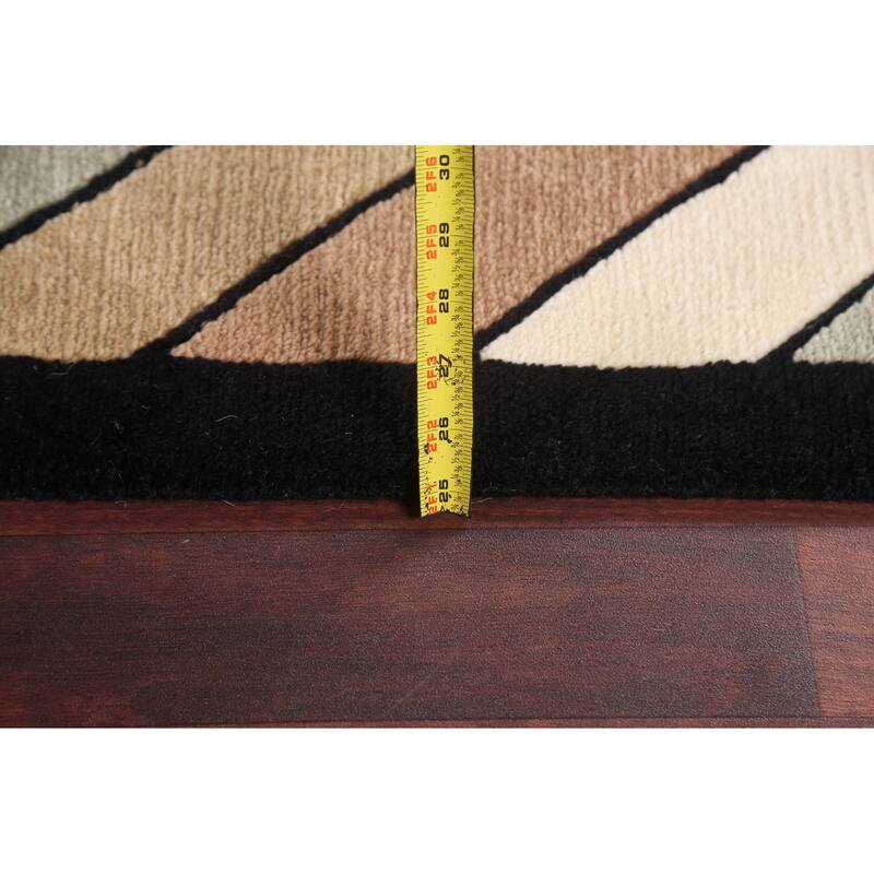 Vegetable Dye Modern Striped Nepalese Oriental Wool Area Rug Handmade - 5'2" x 8'2"