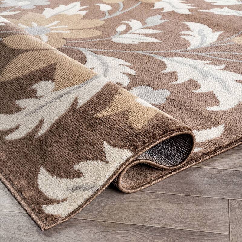 Contemporary Floral Area Rug for Living Room, Bedroom, or Entryway - Low Pile Indoor Rug