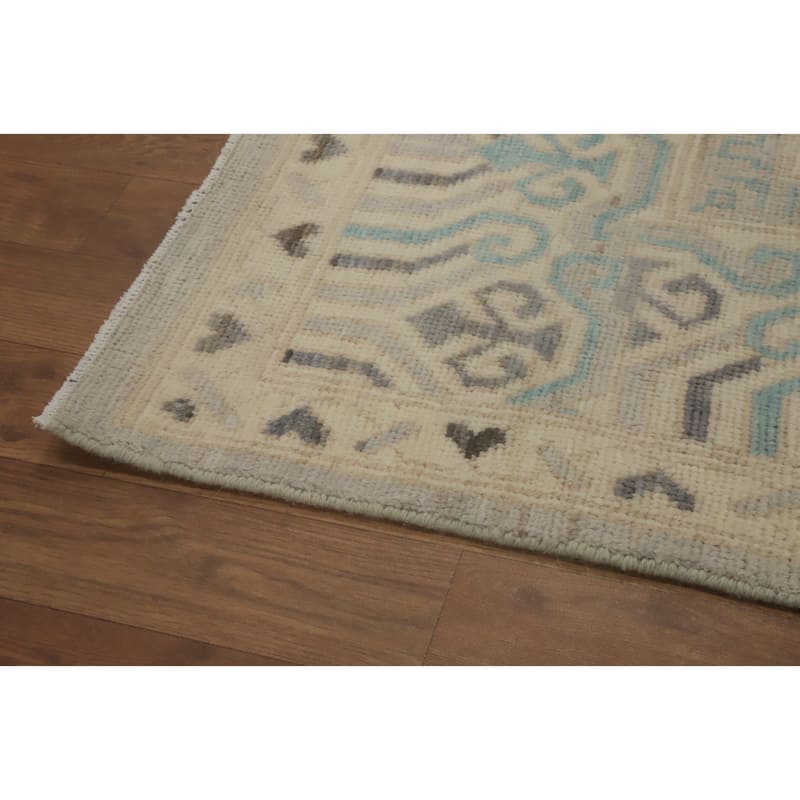 Hand Knotted Oriental 100% Wool Carpet Transitional All-Over Greys & Charcoal Oushak Area Rug - 9' 10'' X 7' 9''