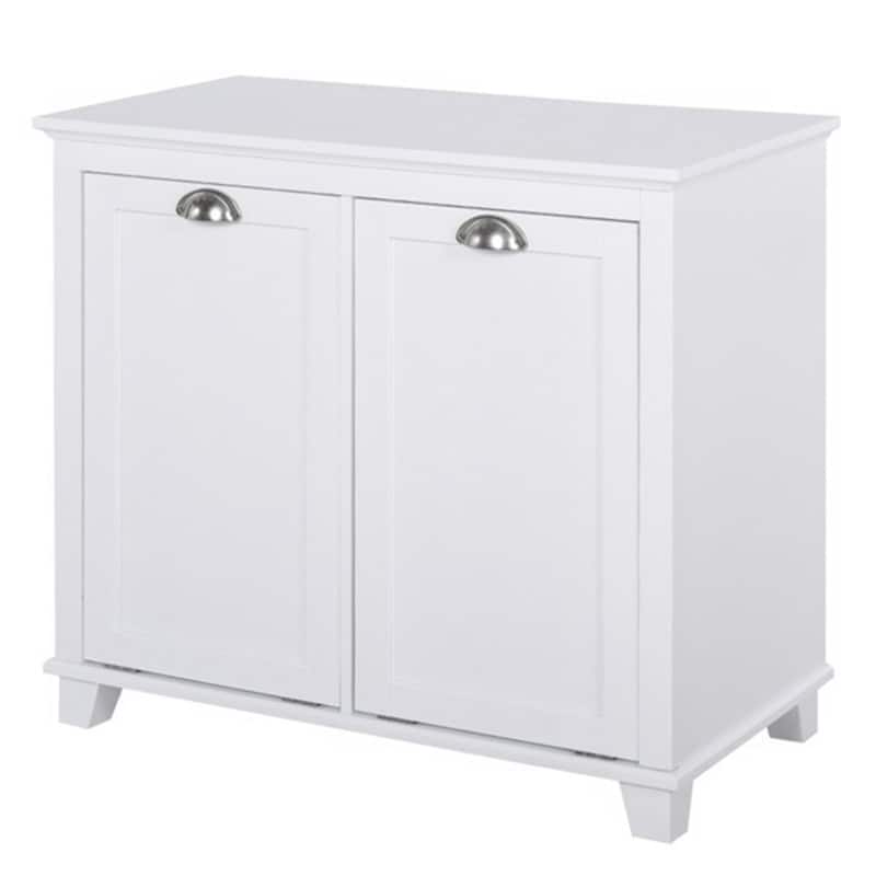 White Tilt Out Laundry Sorter Bathroom Storage Cabinet