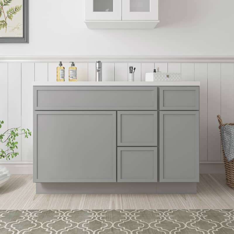 Vanity Art 48" Birch Freestanding Bathroom Vanity Cabinet without Top - Grey