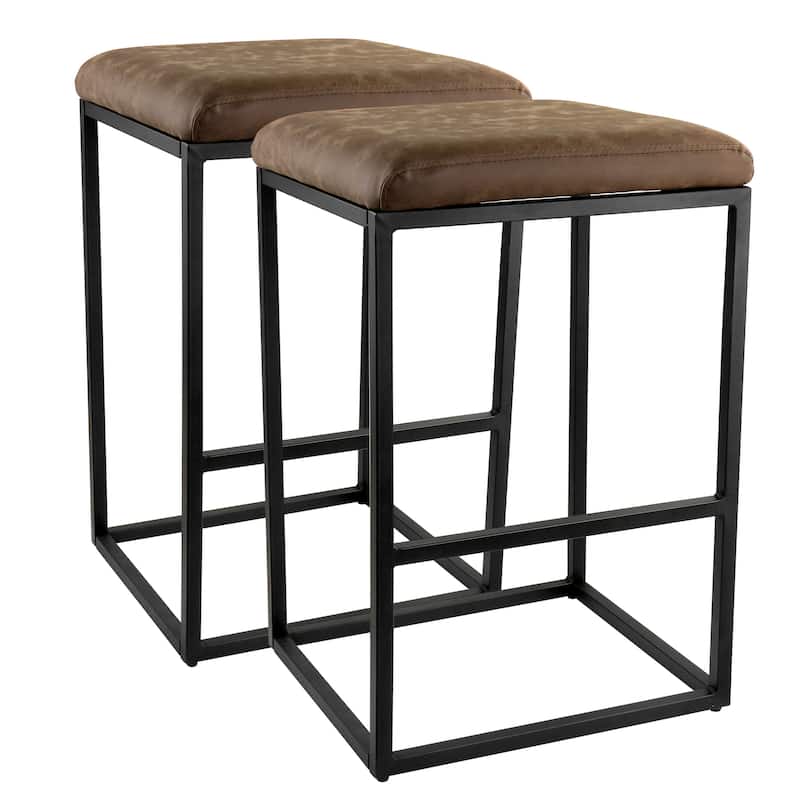 2 Piece Bar Chair in Brown with Black Base